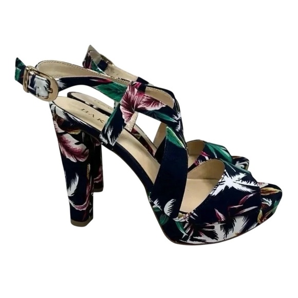 Bakers Shoes - Bakers McCoy Size 8.5 Floral Tropical Heels Platforms Hawaiian
